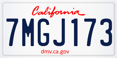 CA license plate 7MGJ173