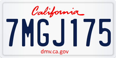 CA license plate 7MGJ175