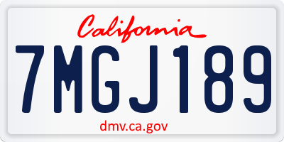 CA license plate 7MGJ189