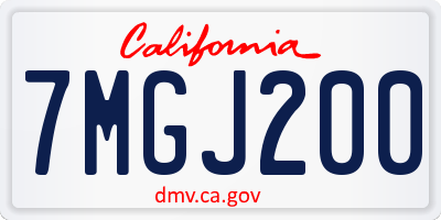 CA license plate 7MGJ200