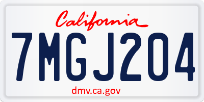 CA license plate 7MGJ204