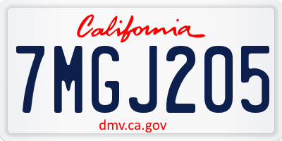 CA license plate 7MGJ205