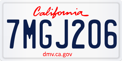 CA license plate 7MGJ206