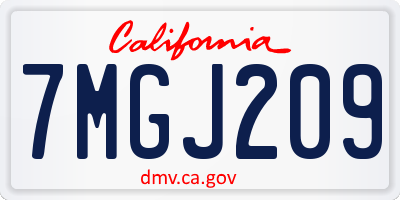 CA license plate 7MGJ209