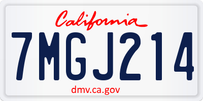 CA license plate 7MGJ214