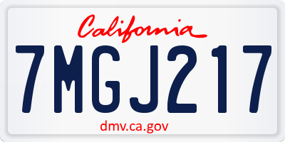 CA license plate 7MGJ217