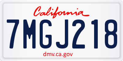 CA license plate 7MGJ218