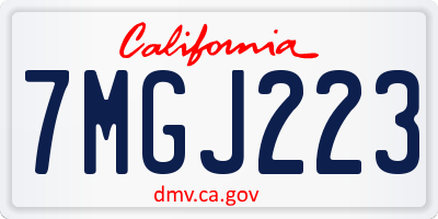 CA license plate 7MGJ223