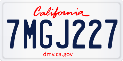 CA license plate 7MGJ227