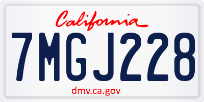 CA license plate 7MGJ228