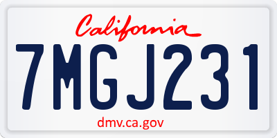 CA license plate 7MGJ231