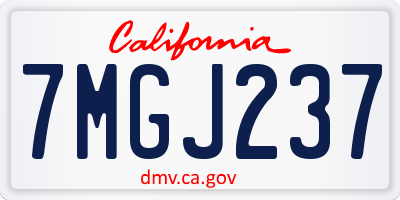 CA license plate 7MGJ237