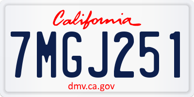 CA license plate 7MGJ251