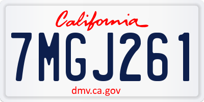 CA license plate 7MGJ261