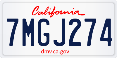 CA license plate 7MGJ274