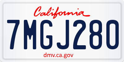 CA license plate 7MGJ280
