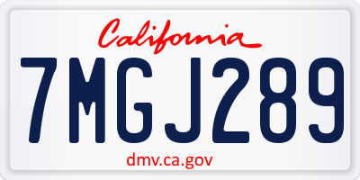 CA license plate 7MGJ289