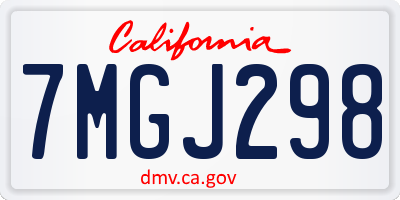CA license plate 7MGJ298
