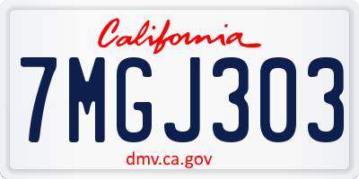 CA license plate 7MGJ303