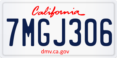 CA license plate 7MGJ306
