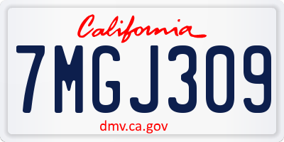 CA license plate 7MGJ309