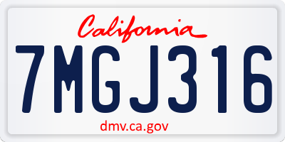 CA license plate 7MGJ316
