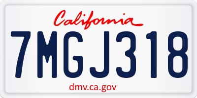 CA license plate 7MGJ318