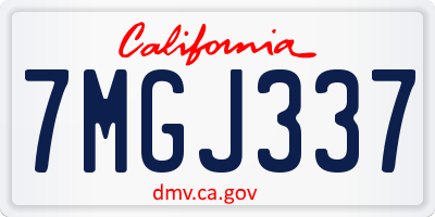 CA license plate 7MGJ337