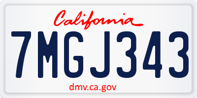 CA license plate 7MGJ343