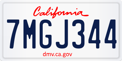 CA license plate 7MGJ344