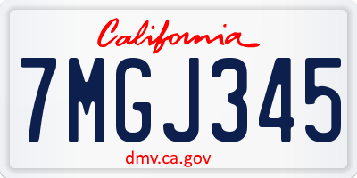 CA license plate 7MGJ345
