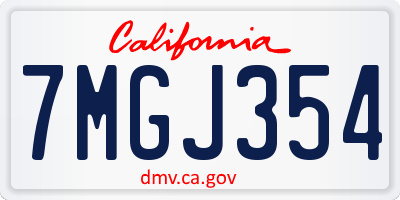 CA license plate 7MGJ354