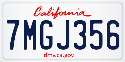 CA license plate 7MGJ356