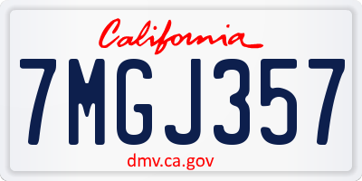 CA license plate 7MGJ357