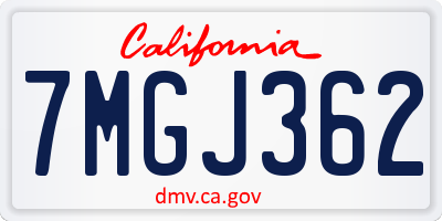 CA license plate 7MGJ362
