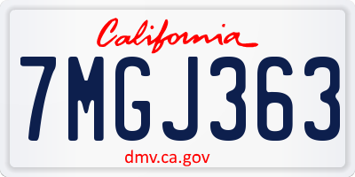 CA license plate 7MGJ363