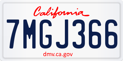 CA license plate 7MGJ366