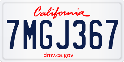 CA license plate 7MGJ367