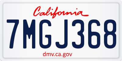 CA license plate 7MGJ368