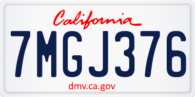 CA license plate 7MGJ376