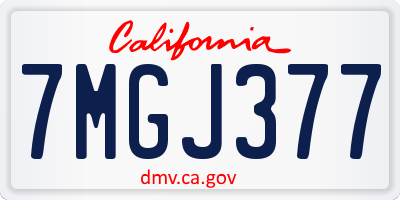 CA license plate 7MGJ377