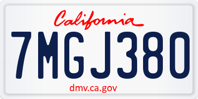 CA license plate 7MGJ380