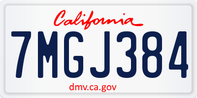CA license plate 7MGJ384