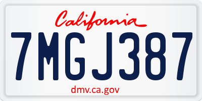 CA license plate 7MGJ387