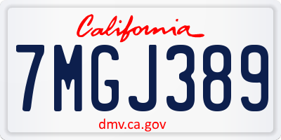 CA license plate 7MGJ389
