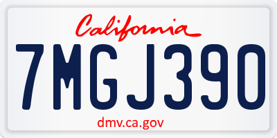 CA license plate 7MGJ390