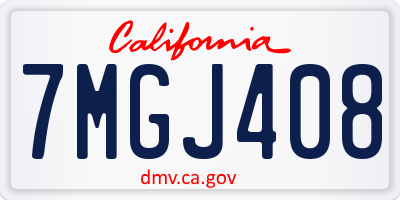 CA license plate 7MGJ408