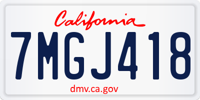 CA license plate 7MGJ418