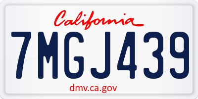 CA license plate 7MGJ439