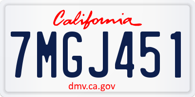 CA license plate 7MGJ451